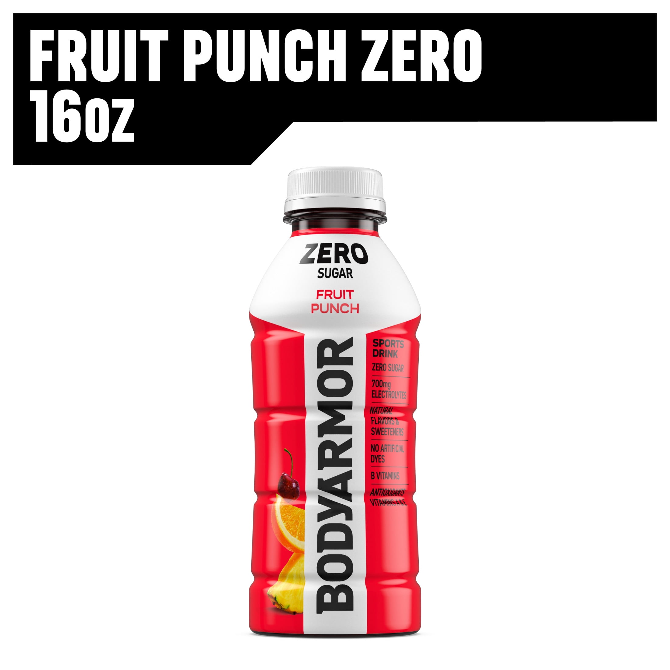 BODYARMOR Zero Sugar Fruit Punch Electrolyte Sports Drink, 16 fl oz Bottle