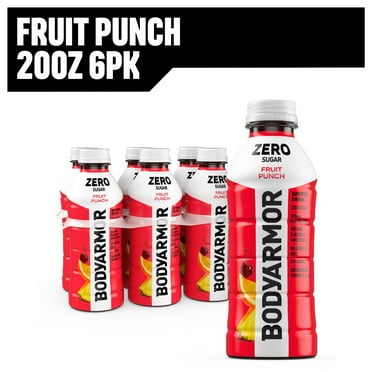 BODYARMOR Zero Sugar Fruit Punch Electrolyte Sports Drink, 20 fl oz, 6 Pack Bottles