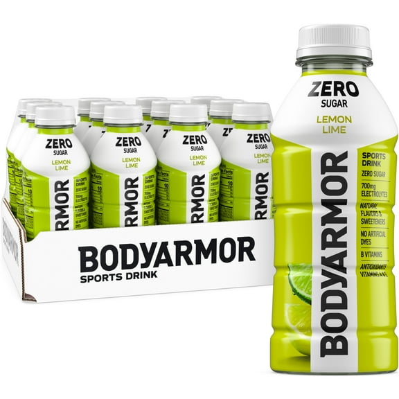 BODYARMOR Zero Sugar Lemon Lime Electrolyte Sports Drink, 16 fl oz, 12 Pack Bottles
