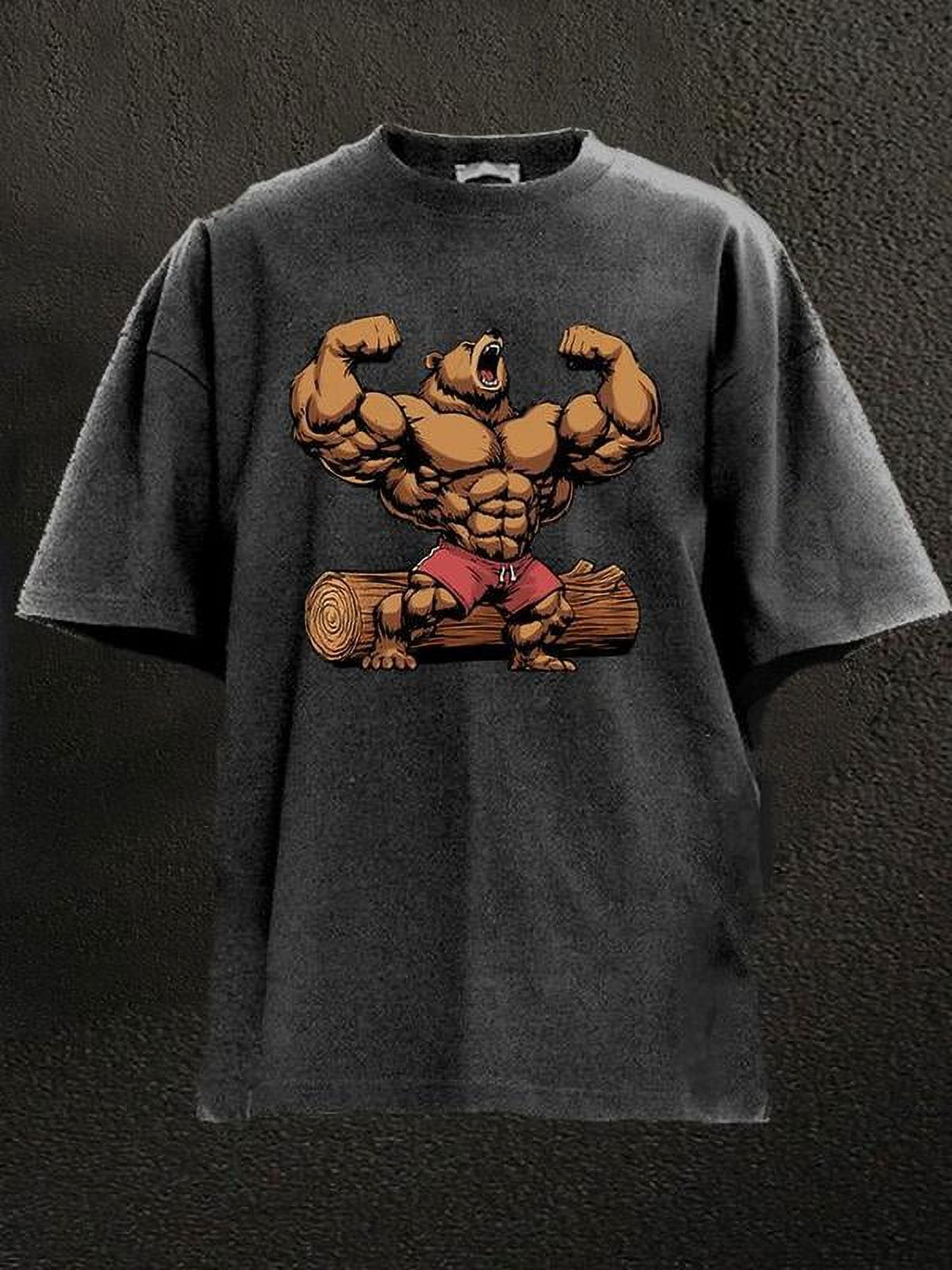BODYBUILDER BEAR WASHED GYM for Him. Motivated Gym T. Fitness gift for Workout Enthusiasts