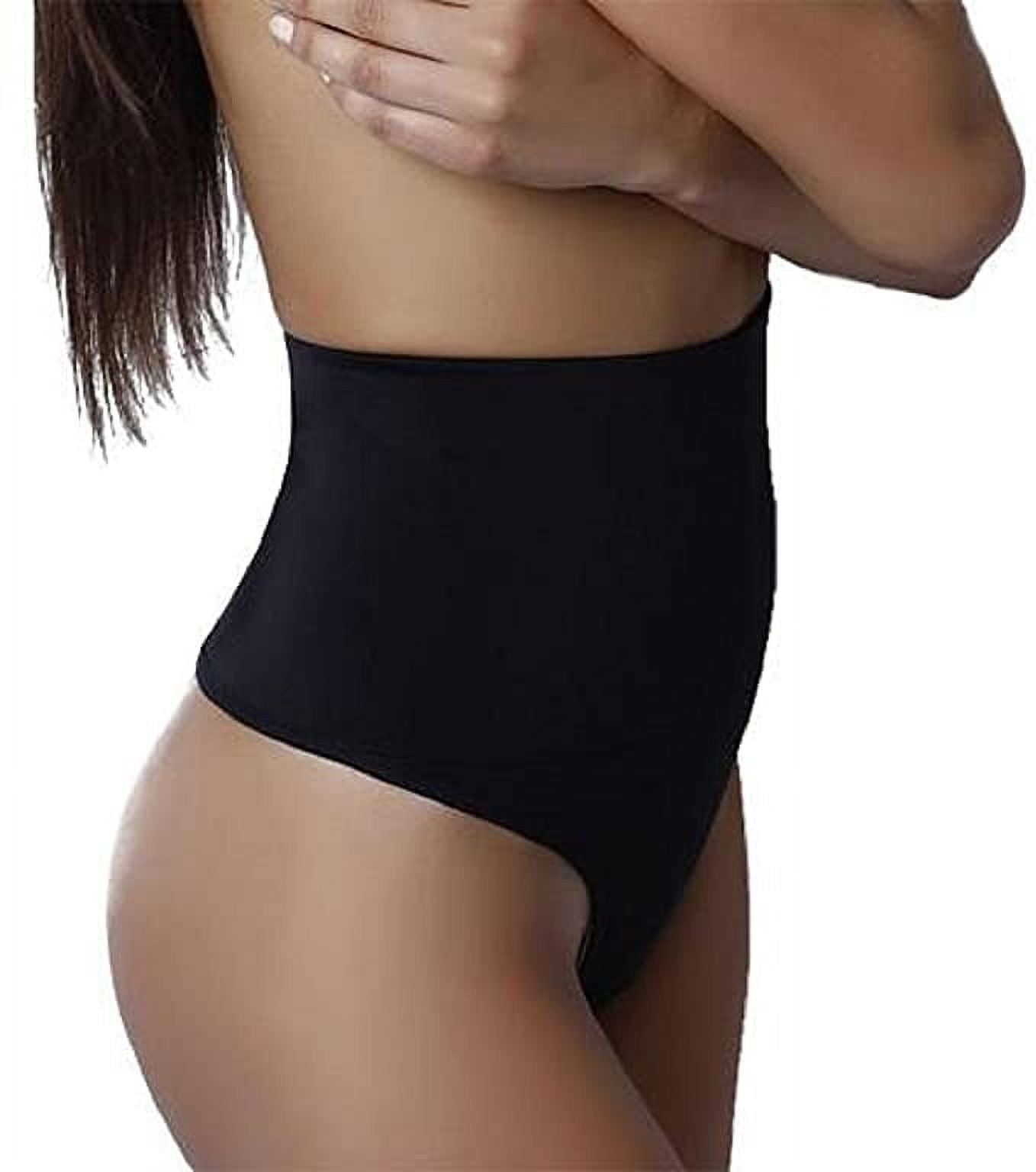 BODYSLIMMERS NANCY GANZ Women's Secretly Naked Firm Control Shaping Thong  Panty with Belly Band, Black, XXXX-Large/22 