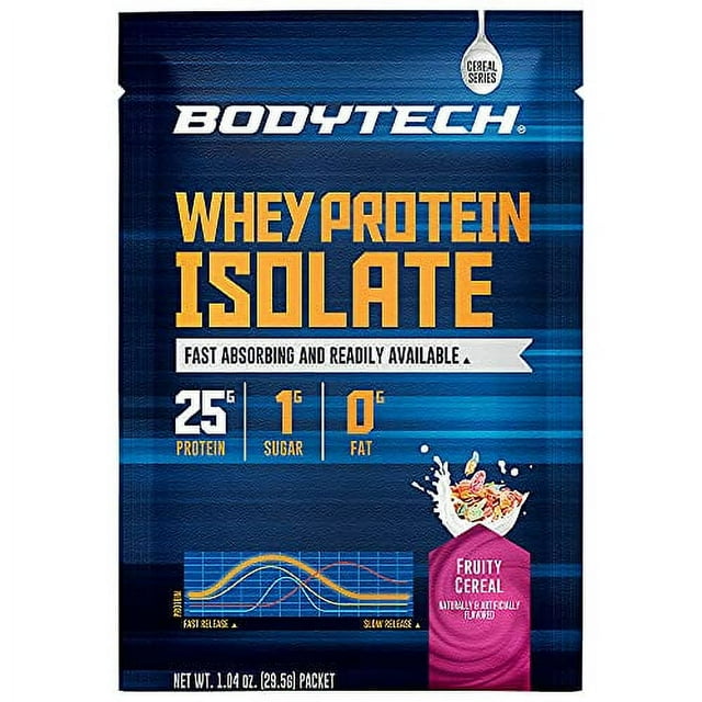 BODYTECH Whey Protein Isolate Powder Fruity Cereal (Twelve 1.04 oz