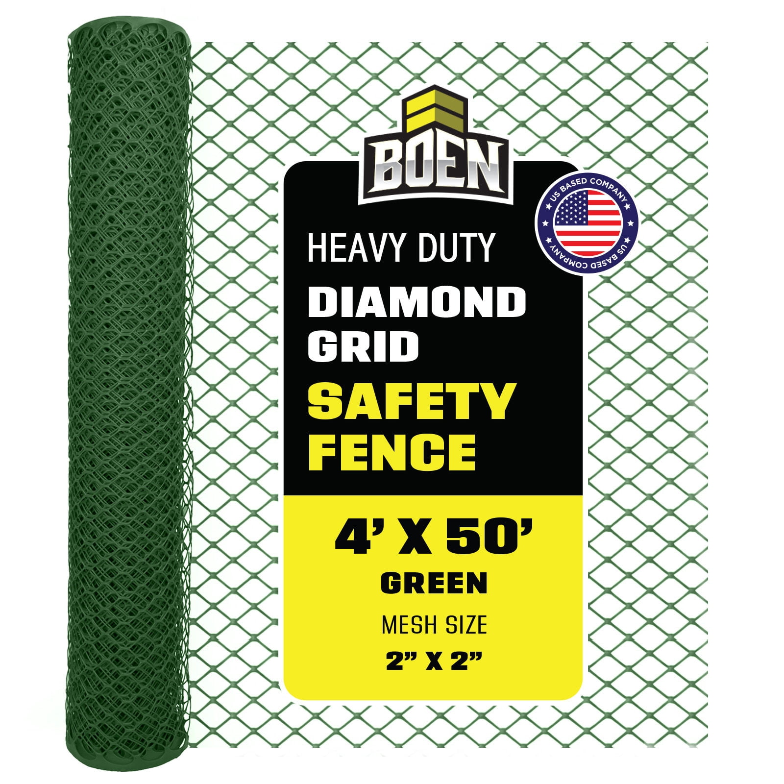 BOEN 4' x 50' Green Extra HD Diamond Grid Construction Snow, Safety Barrier Fence