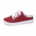 thumbnail image 1 of BOERTEU Women Frayed Edge Canvas Mule Sneakers, Lace Up Slip On Backless Casual Flat Shoes, Lightweight Non-Slip Walking Loafers for Daily Wear, 1 of 10