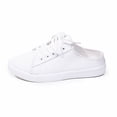 thumbnail image 1 of BOERTEU Women Frayed Edge Canvas Mule Sneakers, Lace Up Slip On Backless Casual Flat Shoes, Lightweight Non-Slip Walking Loafers for Daily Wear, 1 of 10