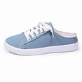 thumbnail image 1 of BOERTEU Women Frayed Edge Canvas Mule Sneakers, Lace Up Slip On Backless Casual Flat Shoes, Lightweight Non-Slip Walking Loafers for Daily Wear, 1 of 10