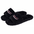 thumbnail image 1 of BOERTEU Women Striped Embroidered Fuzzy Open Toe House Slippers, 1 of 10