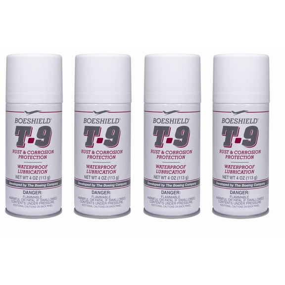 BOESHIELD T-9 Rust & Corrosion Protection/Inhibitor and Waterproof Lubrication, 4 oz aerosol 4-Pack