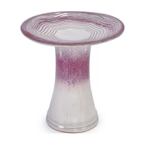 BOFANG 17" Ceramic Bird Bath for Outdoors, Elegant Rose Ombre Glazed Pedestal Birdbath