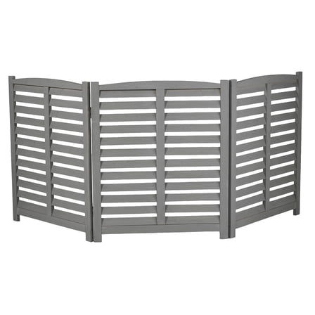 BOFANG 3-Panel Air Conditioner Fence, Outdoor Privacy Screen 38" H Fir Wood,Louver - Grey