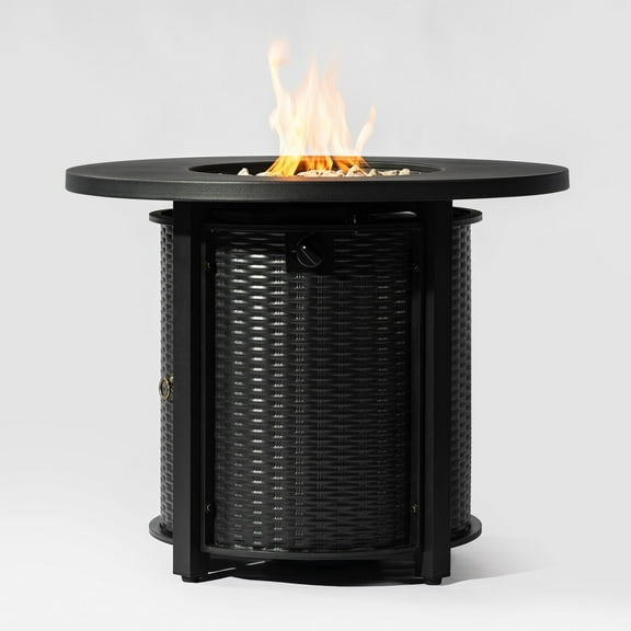 BOFANG 32 inch Propane Fire Pit Table with Lid & 50,000 BTU Heater, Black