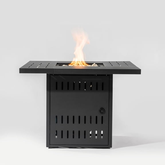 BOFANG 34 in x 34 in Rectangular 50000 BTU Propane Black Finish Steel Fire Pit Table with Smokeless