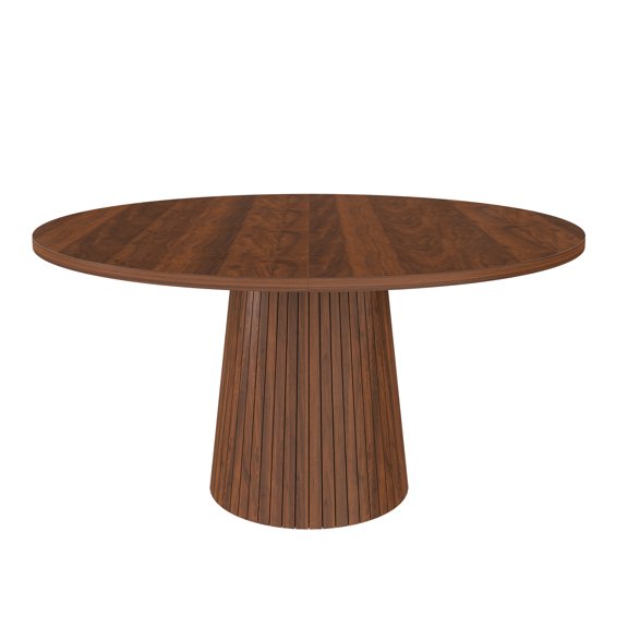 BOFANG 47" Round Dining Table for 4, Marble-Pattern Veneer Top, Modern Farmhouse Kitchen Table,Walnut