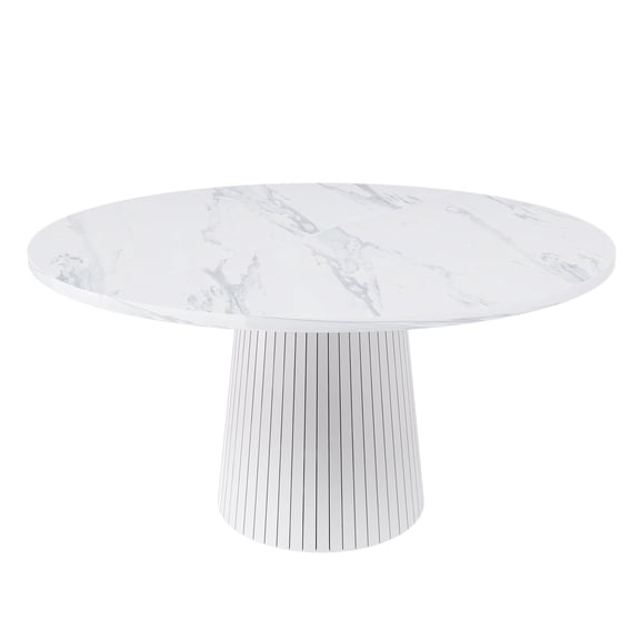 BOFANG 47" Round Dining Table for 4, Modern Farmhouse Kitchen Table,White