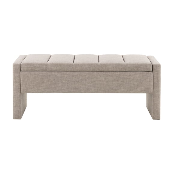 BOFANG 47" Upholstered Storage Bench with Hidden Compartment,Brown Grey