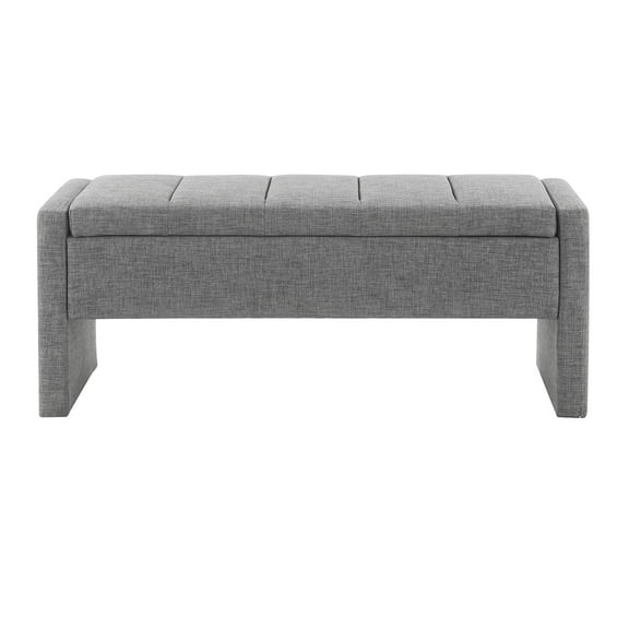 BOFANG 47" Upholstered Storage Bench with Hidden Compartment,Dark Grey