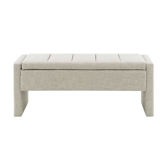 BOFANG 47" Upholstered Storage Bench with Hidden Compartment,Light Grey