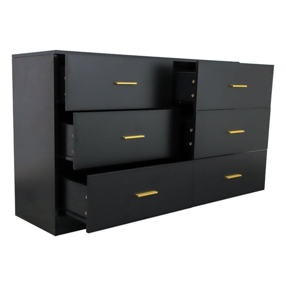 BOFANG 6-Drawer Dresser for Bedroom with Huge Storage - Modern Chest, Ample Drawer Space,Black