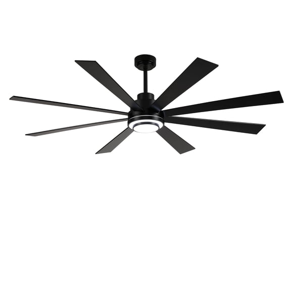 BOFANG 72 in Large Ceiling Fan with Dimmable LED Light and Remote, 8 Blades DC Motor(Matte Black)