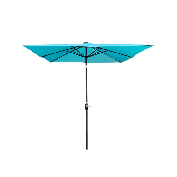 BOFANG 8.2 ft Solar LED Square Umbrella with Crank Lift,Turquoise