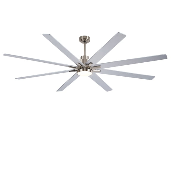 BOFANG 84 in Large Ceiling Fan with Dimmable LED Light and Remote, 8 Blades DC Motor(Nickel + Silver)