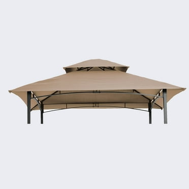 BOFANG 8x5FT BBQ Grill Gazebo Replacement Canopy, UV Waterproof Double Tier,Beige