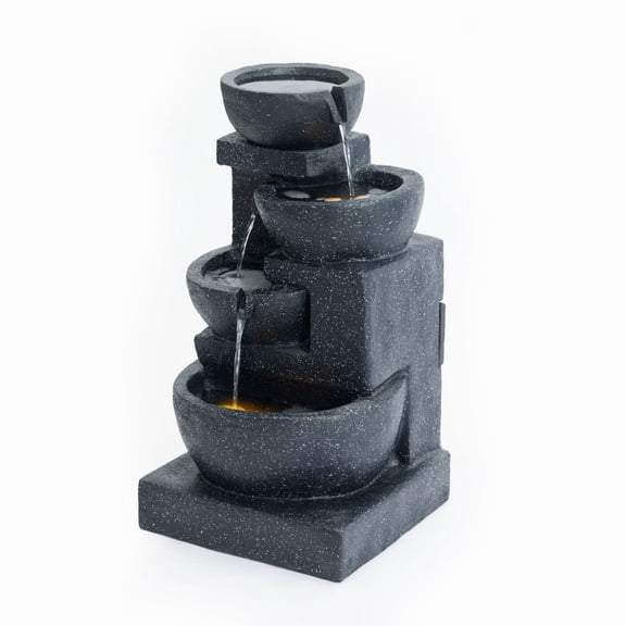 BOFANG Cascading Terrazzo Style Fountain  Soothing LED Waterfall for Home & Patio
