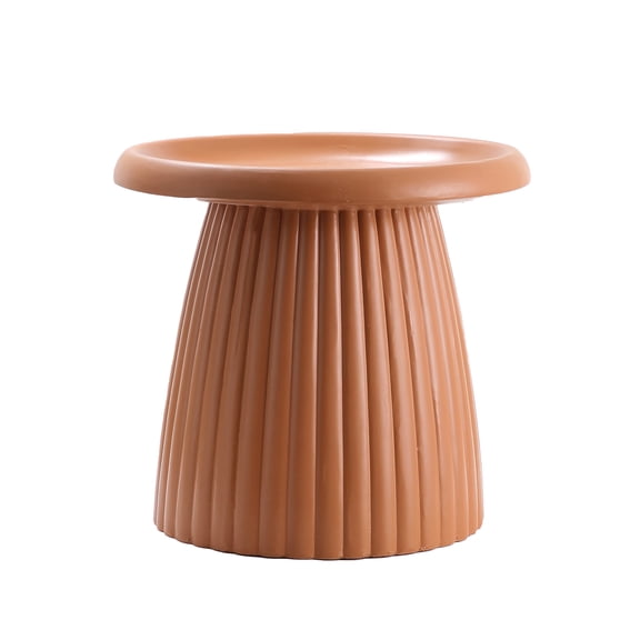 BOFANG Compact Side Table, 19.7" Light Coffee Fluted Base for Patio & Living Room