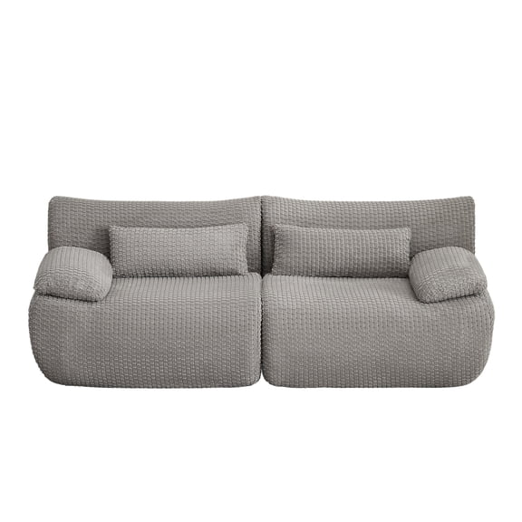 BOFANG Compressed Loveseat Sofa for Small Apartment, Corduroy Plush 2-Seat, No Assembly,Grey