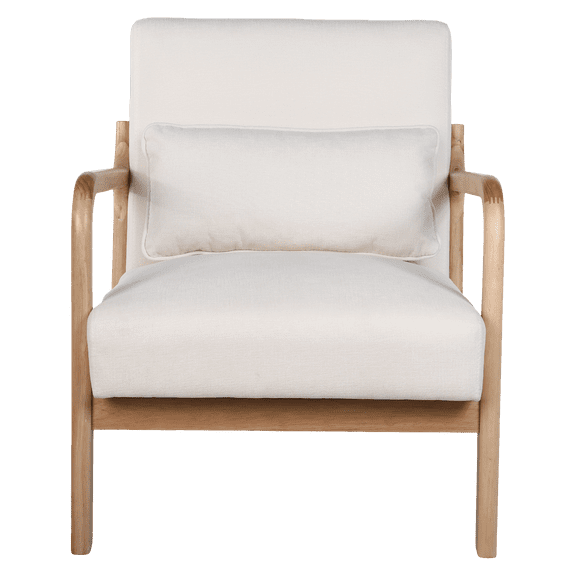 BOFANG Ergonomic Armchair with Lumbar Pillow for Back Support - Solid Wood Frame,Beige