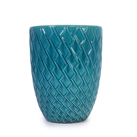 BOFANG Extra Large Cyan Ceramic Planter with Drainage for Indoor Outdoor Plants