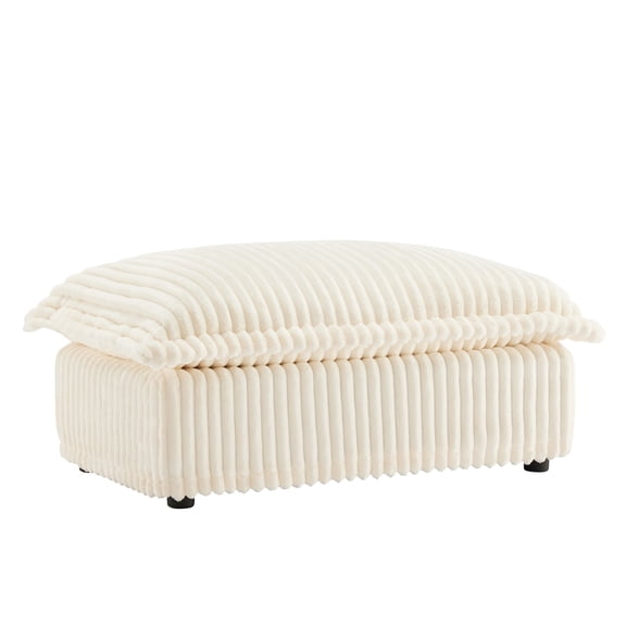 BOFANG Extra Long Ottoman with Removable Cover, Corduroy Bench & Lounge Seat,Cream