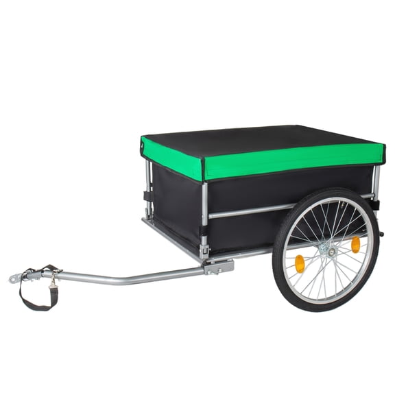 BOFANG Folding Bike Cargo Trailer 20in Wheels, Utility Cart for Groceries & Pets,Green
