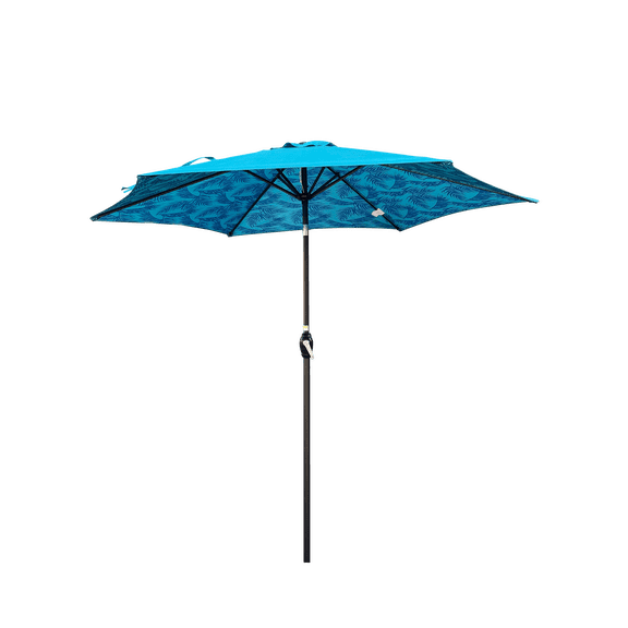 BOFANG Hexagon Patio Umbrella 9 FT - Crank Tilt, Fade Resistant,Pattern Cyan
