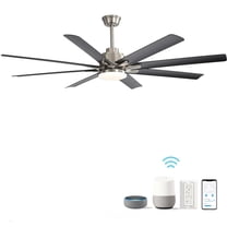 BOFANG Large Room Ceiling Fan with Lights 66 inch, Smart Control & Quiet 8 Blade Design,Nickel