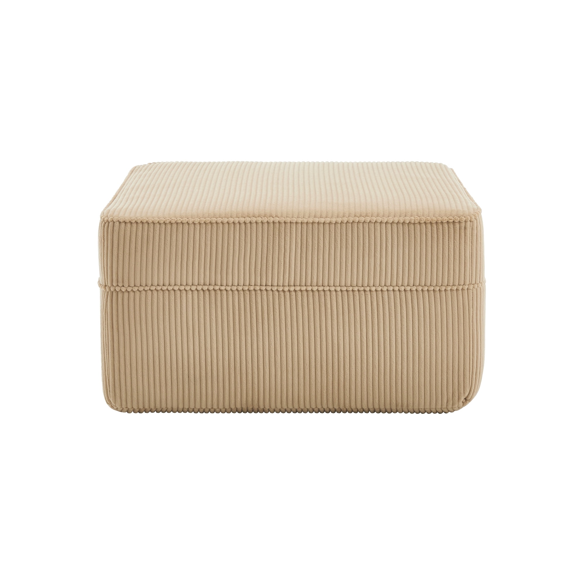 BOFANG Large Square Corduroy Ottoman in Camel, Plush Footrest and Bench, Ready to Use
