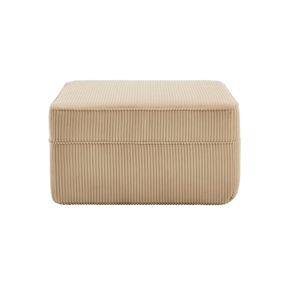 BOFANG Large Square Corduroy Ottoman in Camel, Plush Footrest and Bench, Ready to Use