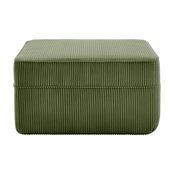 BOFANG Large Square Corduroy Ottoman in Green, Plush Footrest and Bench, Ready to Use