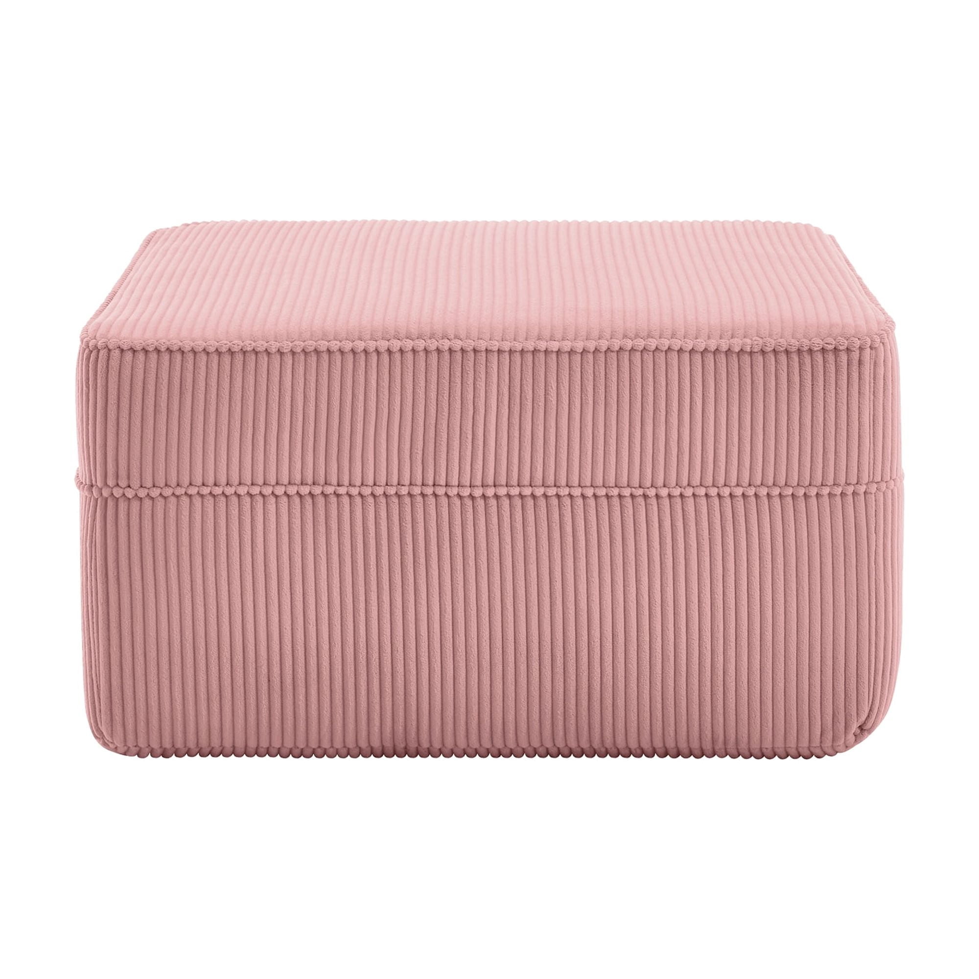 BOFANG Large Square Corduroy Ottoman in Pink, Plush Footrest and Bench, Ready to Use