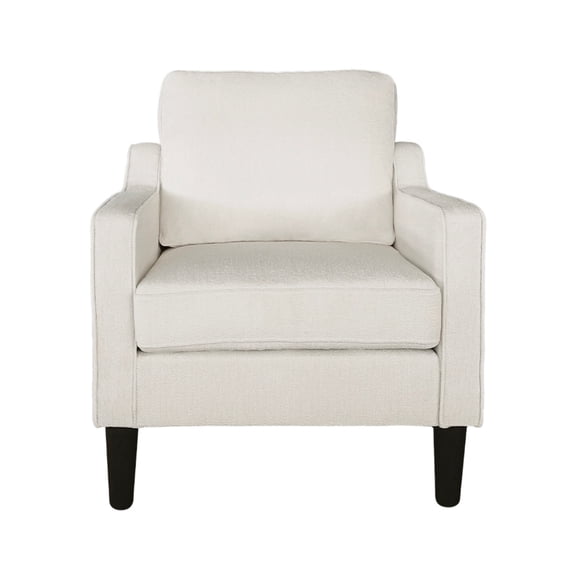BOFANG Mid Century Modern Accent Chair, Soft Chenille Armchair for Living Room, Bedroom & Small Spaces,White