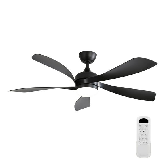 BOFANG Modern 52 Inch Ceiling Fan, 5 Blade Design with Memory LED Light,Black