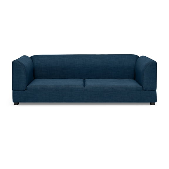 BOFANG Modern Pet Sofa for Medium Large Dogs, with Supportive Backrest & Armrests, Linen Fabric,Dark Blue