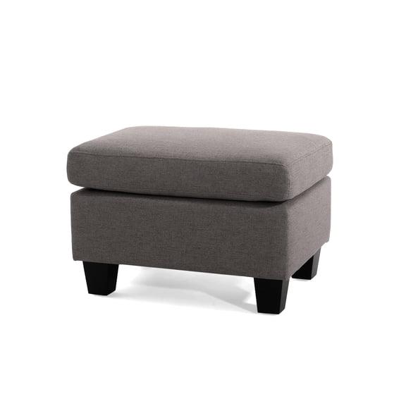 BOFANG Multi-Functional Upholstered Ottoman, Accent Footstool & Side Table with Birch Wood Legs,Grey