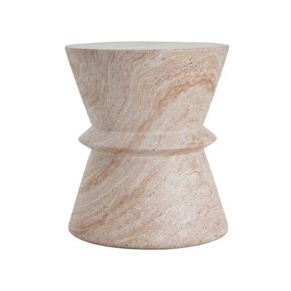 BOFANG Outdoor Indoor Concrete Side Table, Travertine Finish Accent Table