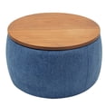 thumbnail image 1 of BOFANG Pleated Circle Fabric Storage Ottoman, Multi-Function Coffee Table and Seat(Navy Blue), 1 of 9