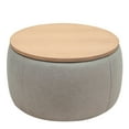 thumbnail image 1 of BOFANG Pleated Circle Fabric Storage Ottoman, Multi-Function Coffee Table and Seat(Navy), 1 of 9