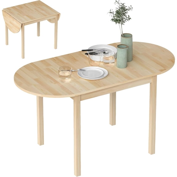 BOFANG The Ultimate Small Space Table: Solid Wood, Folding Drop Leaf, for Dining & Home Office,Natural