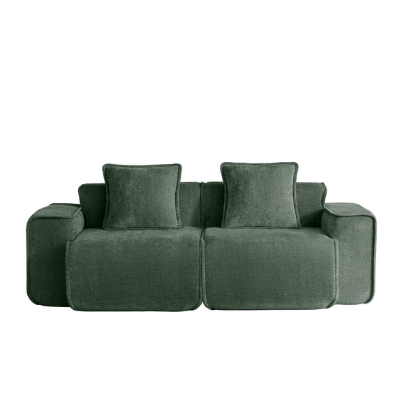 BOFANG Velvet 2-Seater Sofa, No Assembly & Compact Shipping, Modular Couch,Green