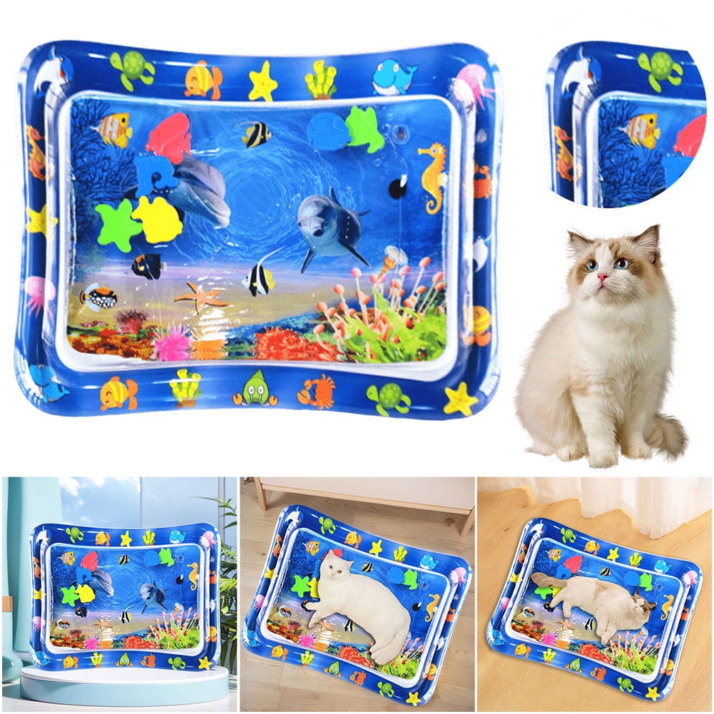 BOFEER Sensory Water Play Mat with Fish Water Sensory Play Mat Tummy