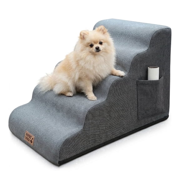 BOFNL 17.8" 5-Tier Dog Ramp and Stairs, Non-Slip Pet Steps with Washable Cover & Storage Pocket for Small Dogs and Cats
